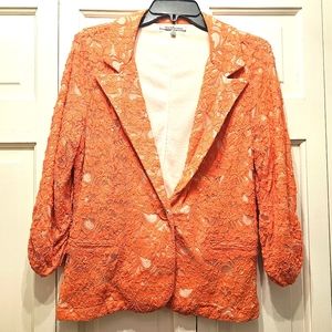 Charlotte Russe Coral Lace Women's Blazer 3/4 sleeve Sz L
